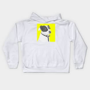 Jack Russell Crossbreed in Yellow Headshot Kids Hoodie